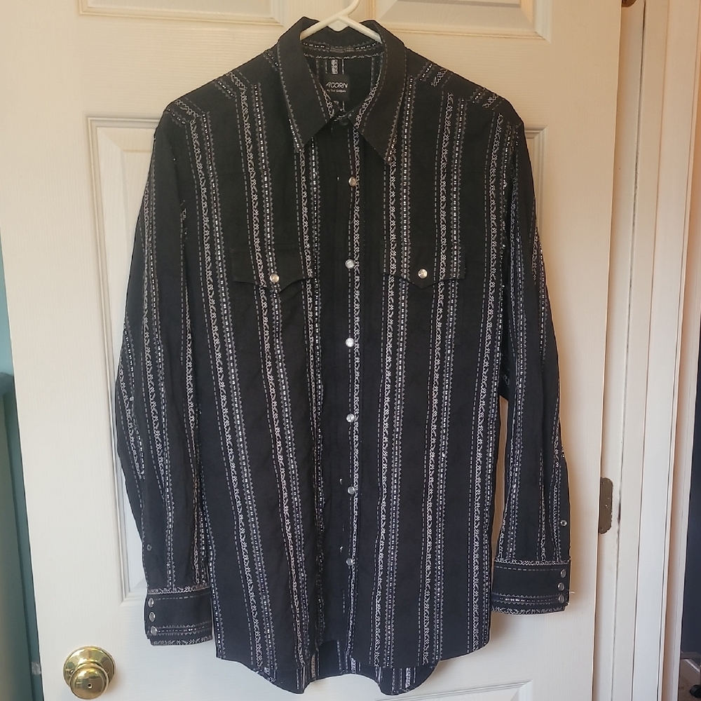 Acorn Black and White Casual Button Down Shirt